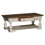 Mesa de apoio Morgan Creek em branco antigo com escovado de arame e detalhes de tabaco