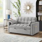 Sofá-cama de 2 lugares 4 em 1 com braços e bolsos de arrumação, sofá-cama extraível multifunções com encosto ajustável