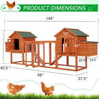 Grand poulailler AECOJOY de 144 po avec parcours, clapier en bois et cage pour volailles
