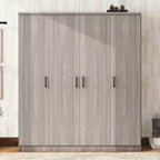 Armoire-penderie en bois à 4 portes avec tringle, 1 tiroir et étagères de rangement