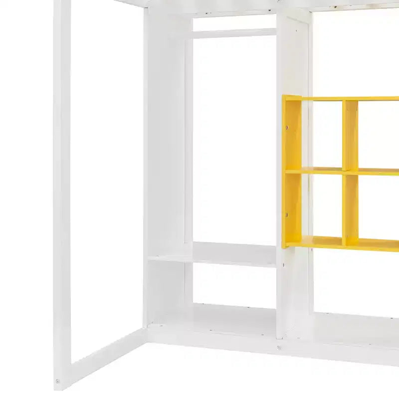 Lit mezzanine pour enfants avec armoire et étagères, cadre de lit mezzanine en bois avec meuble de rangement pour enfants et adolescents