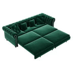 Whisen fluwelen 3-in-1 kingsize slaapbank en converteerbare slaapbank met verplaatsbare hocker, gecapitonneerd ontwerp