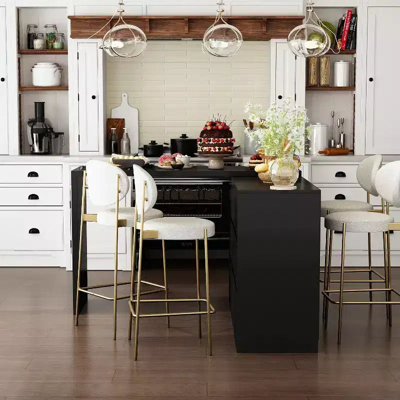 Drehbares/ausziehbares Smart-Buffet-Sideboard mit 6 Schubladen, verlängerter Tischplatte, rutschfester Matte, drehbarem Esstisch und Kücheninsel-Speisekammer