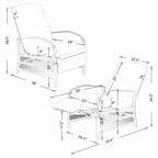 Cadeira reclinável ajustável de exterior, sofá de descanso com almofada - 38 (D) x 26.5 (W) x 38.5 (H) POLEGADAS