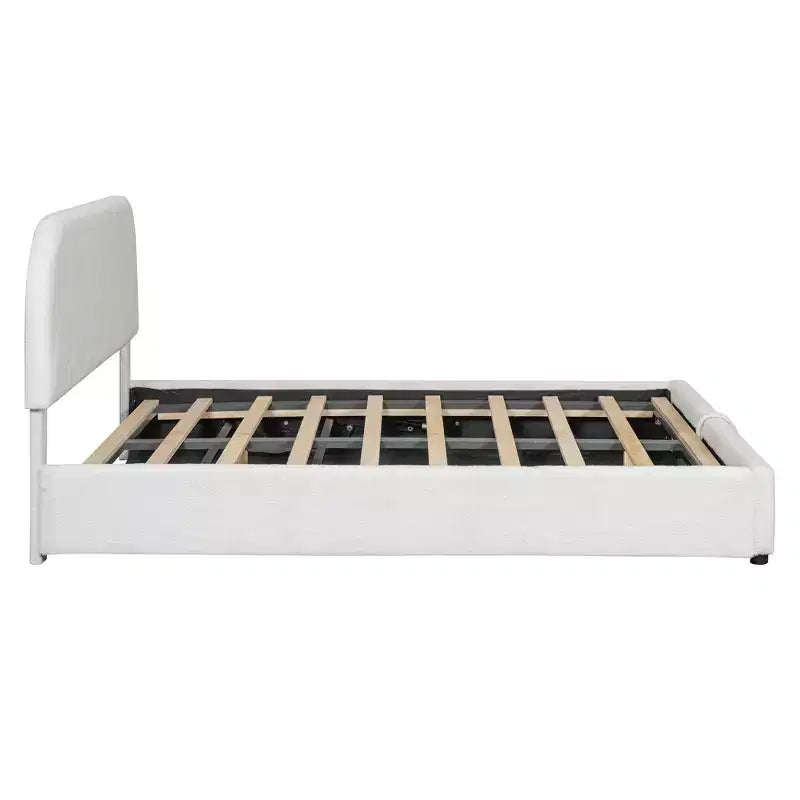 Letto imbottito matrimoniale con contenitore sollevabile - bianco