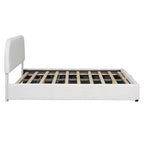 Letto imbottito matrimoniale con contenitore sollevabile - bianco