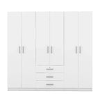 Roupeiro de madeira com 6 portas e gavetas para quarto