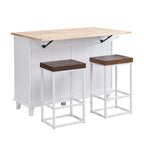 Ensemble îlot de cuisine TOPMAX avec rallonge rabattable et 2 places assises, ensemble table à manger avec étagère réglable, tiroirs et porte-serviettes