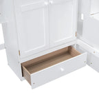 Lit mezzanine double en pin avec bureau et rangement