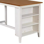 Conjunto Homy Casa de mesa de jantar e cadeiras de 5 peças, de altura de balcão, com prateleiras de arrumação, branco e nogueira, estilo quinta moderna