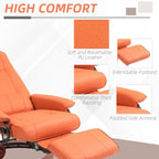 Fauteuil inclinable HomCom en similicuir, réglable, à base pivotante et commande manuelle, avec repose-pieds confortable et relaxant