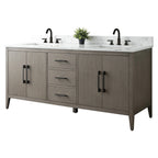 Mobile bagno Vanity Art 72 con doppio lavabo e piano in marmo composito