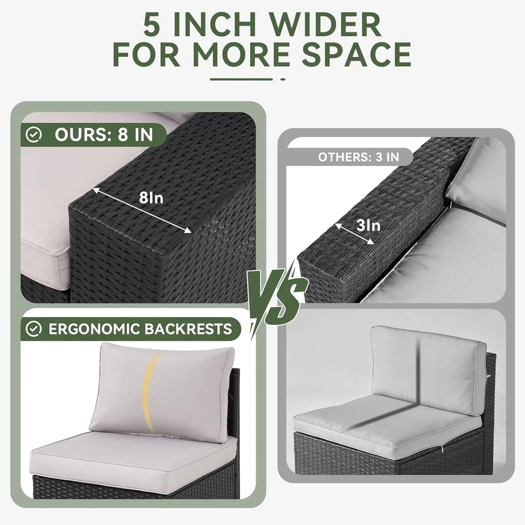 Ensemble de mobilier de terrasse extérieur avec coussins épaissis de 10 cm