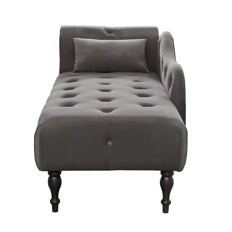 Moderne chaise longue van 60,6 inch met fluwelen bekleding, gecapitonneerde knopen, massief houten poten en sierspijkers
