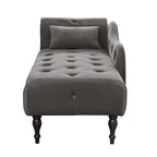 Moderne chaise longue van 60,6 inch met fluwelen bekleding, gecapitonneerde knopen, massief houten poten en sierspijkers