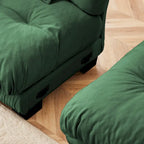 Sofá de dois lugares em forma de L, sofá modular em chenille com almofadas lombares