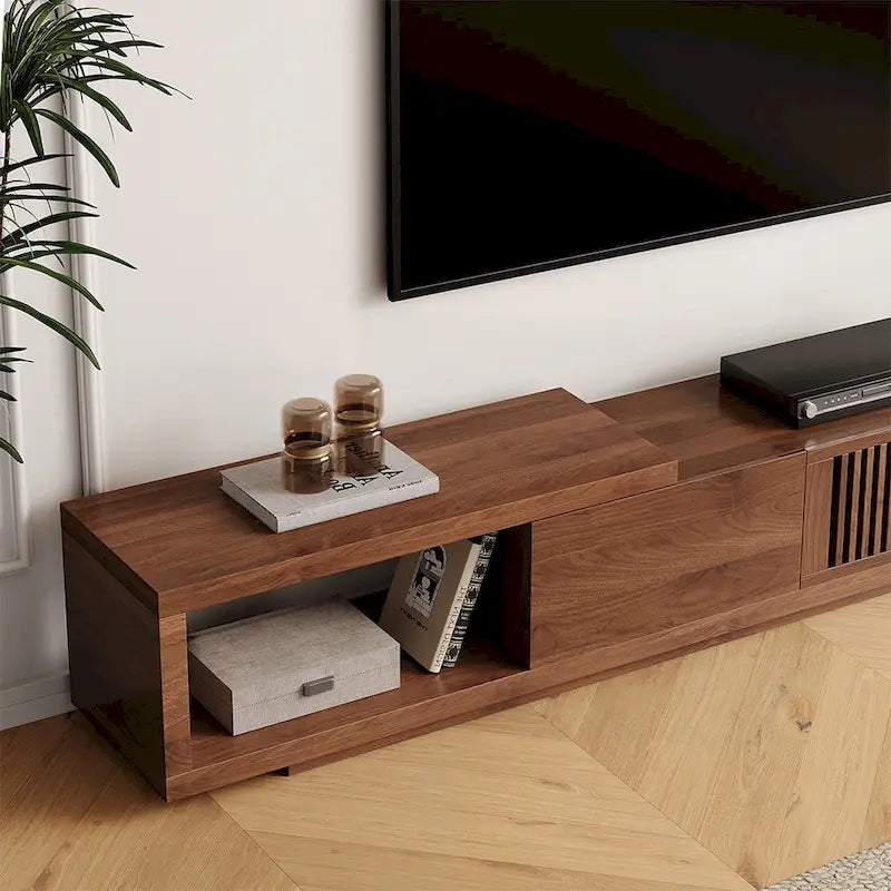 Moderner ausziehbarer und erweiterbarer TV-Schrank mit 4 Schubladen, für Fernseher bis 103 Zoll – 78,54 T × 15,74 B × 13,78 H