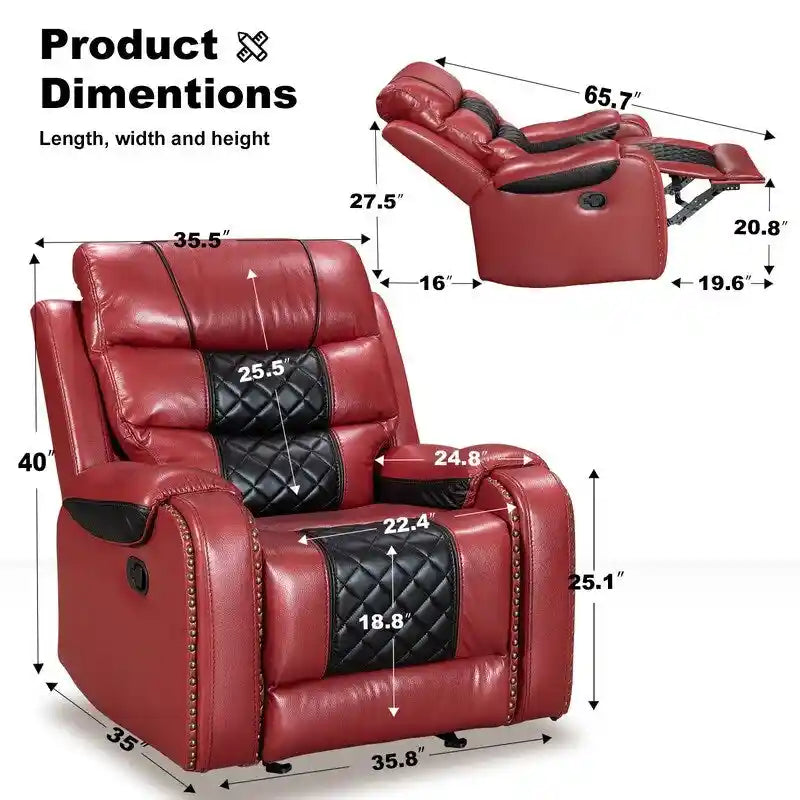 Fauteuil inclinable grand format en similicuir, design américain, pour le salon