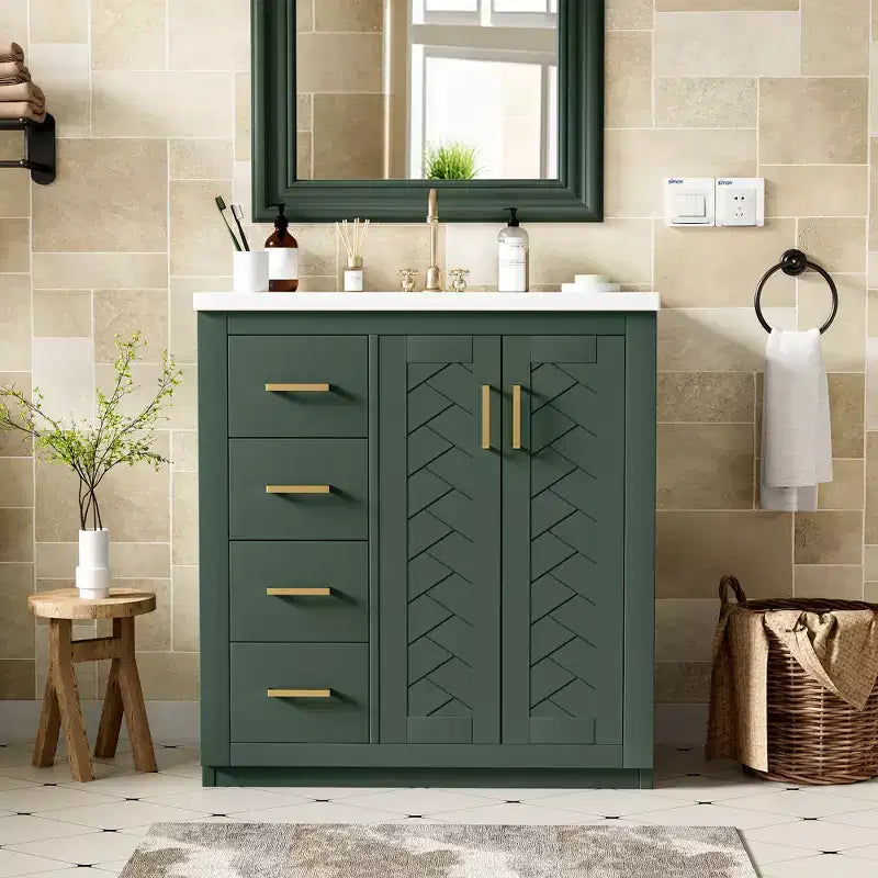 30 Einzelwaschbecken-Badezimmerwaschtisch mit Unterschrank und 3 Schubladen - Schwarz / Blau / Grün / Indigo / Weiß