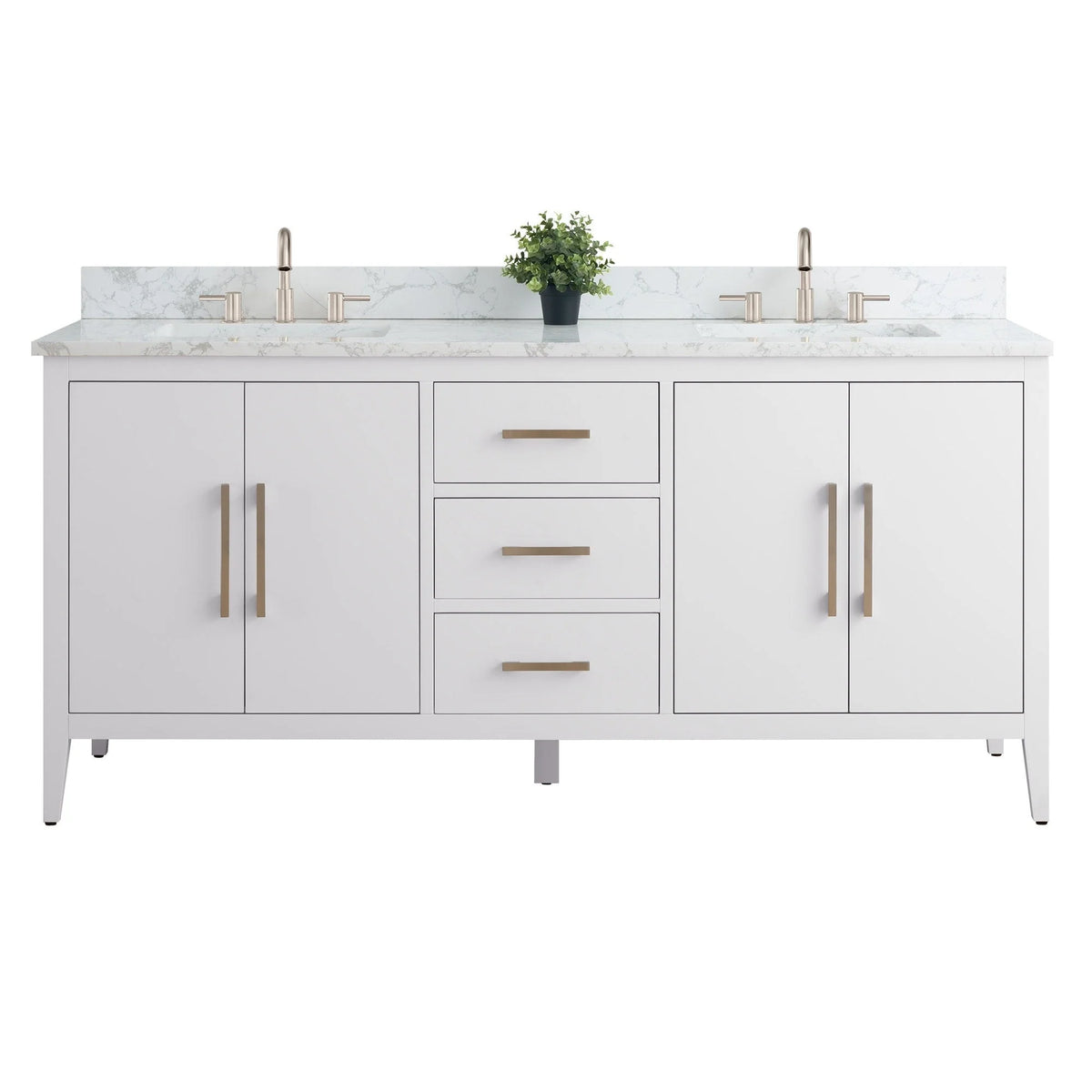 Mobile bagno Vanity Art 72 con doppio lavabo e piano in marmo composito