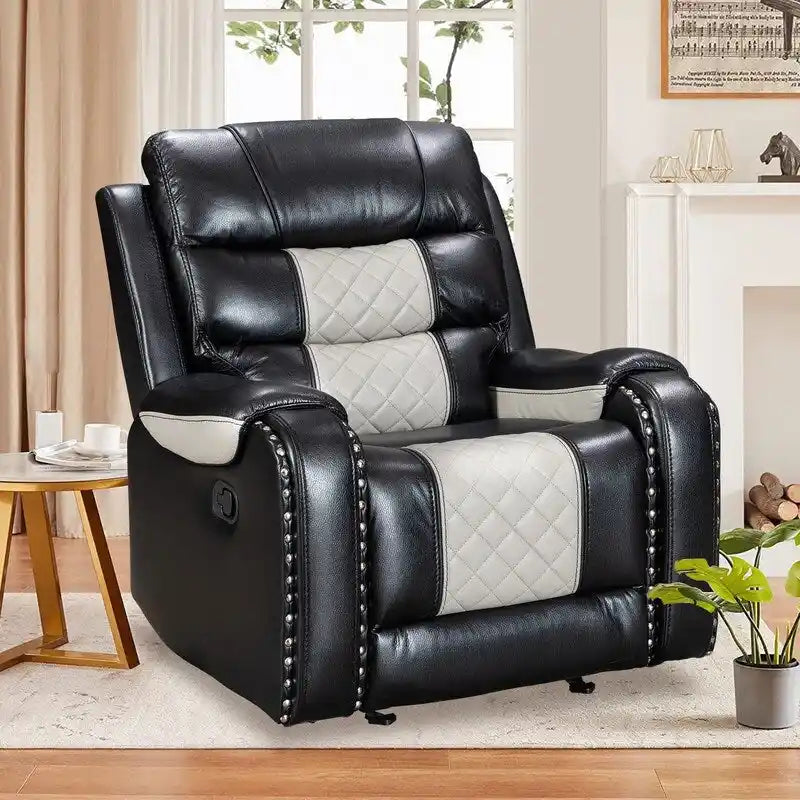 Velké polohovací křeslo z imitace kůže v americkém designu do obývacího pokoje