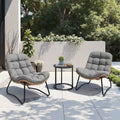 Fauteuils papasan d’extérieur avec coussin, en rotin PE, confortables pour la terrasse avec table d’appoint