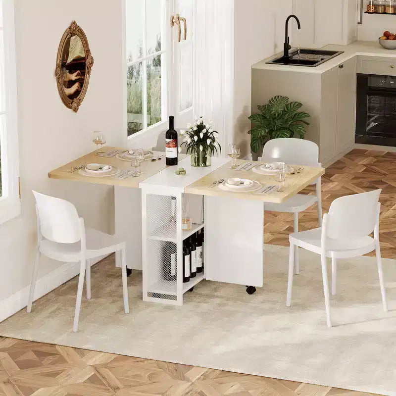 Klappbarer Esstisch für die Küche, platzsparender Esstisch, ausziehbarer Küchen-Klapptisch mit 6 Rädern für kleine Räume