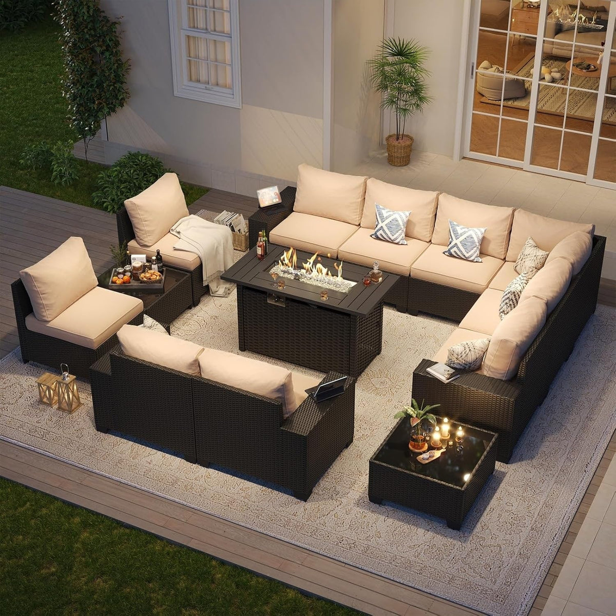 Ensemble de mobilier de terrasse extérieur avec coussins épaissis de 10 cm
