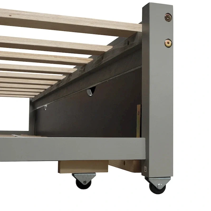 Letto da giorno allungabile con letto estraibile, letto da giorno in legno con letto estraibile
