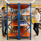 VIYET robuste Garagenregale, 4 Ebenen, verstellbare Metallregale mit 4400 lbs Tragfähigkeit, blau-orangefarbene industrielle Aufbewahrung für Gewerbe, Werkzeuge und Fitnessstudio