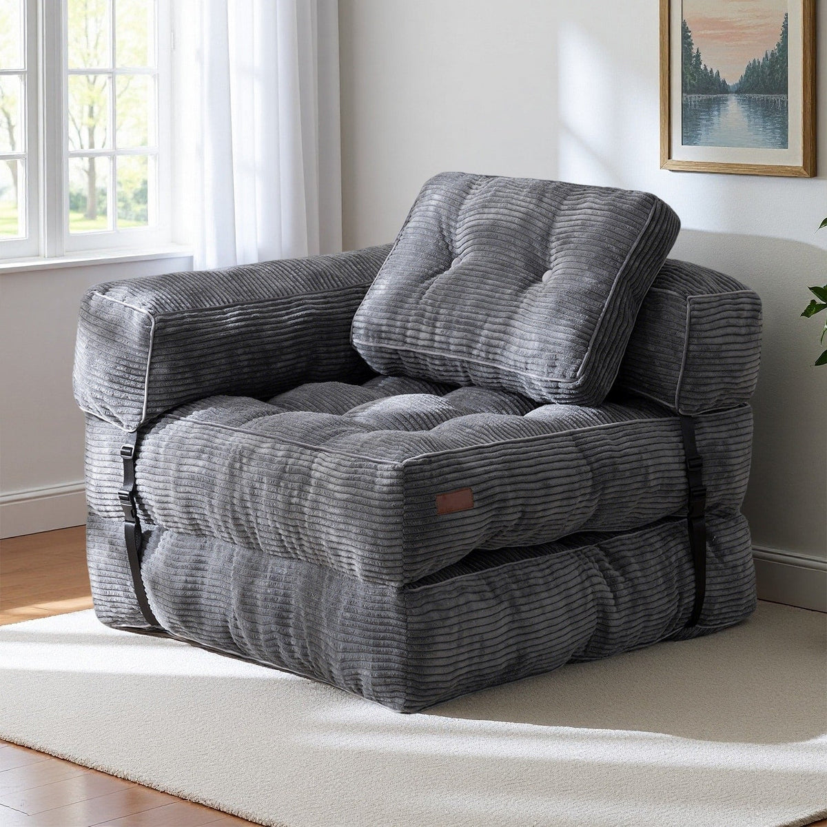 Składana sofa z funkcją spania, narożna sofa podłogowa w kształcie litery L