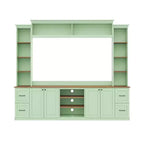 Ensemble mural de centre multimédia de style ferme 4-en-1 ModernLuxe, compatible avec les téléviseurs jusqu'à 70 pouces, meuble TV avec étagères réglables et tiroirs