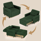 3-in-1-Schlafsofa mit verstellbarer Rückenlehne, ausziehbarer Sessel, umwandelbares Klappbett fürs Wohnzimmer