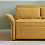 Rozkładana sofa z funkcją spania, tapicerowana żółtą tkaniną szenilową – 39.00 x 53.50 x 31.50