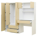 3-in-1-Kleiderschrank mit Schminktisch, Schreibtisch-Set, Schlafzimmerschrank mit 2 Schubladen, 3 Türen und Stauraum