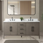 Mobile bagno Vanity Art 72 con doppio lavabo e piano in marmo composito