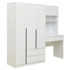 3-in-1-Kleiderschrank mit Schminktisch, Schreibtisch-Set, Schlafzimmerschrank mit 2 Schubladen, 3 Türen und Stauraum