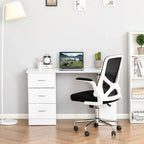 HOMCOM 47 modern thuiskantoorbureau met boekenkast, schrijftafel en werkplek, met 3 laden en opbergplank - wit
