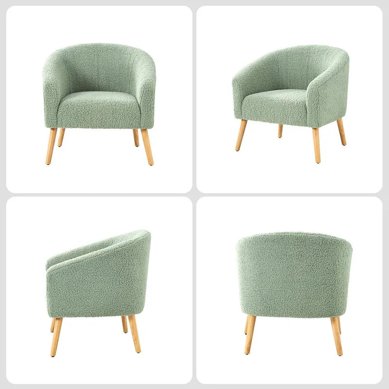 Nowoczesny fotel boucle Sheila 30 W z nogami z litego drewna, zestaw 2 szt., HULALA HOME