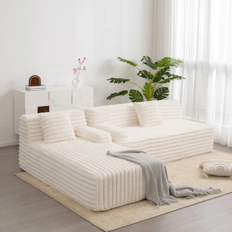 Cloud-Ecksofa, modernes Polstersofa mit 2 Zierkissen, frei kombinierbares Sofa, modulares L-förmiges Ecksofa
