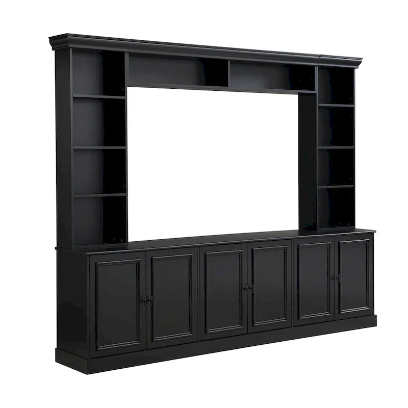 4-piece entertainment center wall unit set with bridge for TVs up to 70, TV stand W/adjustable shelves, large media console