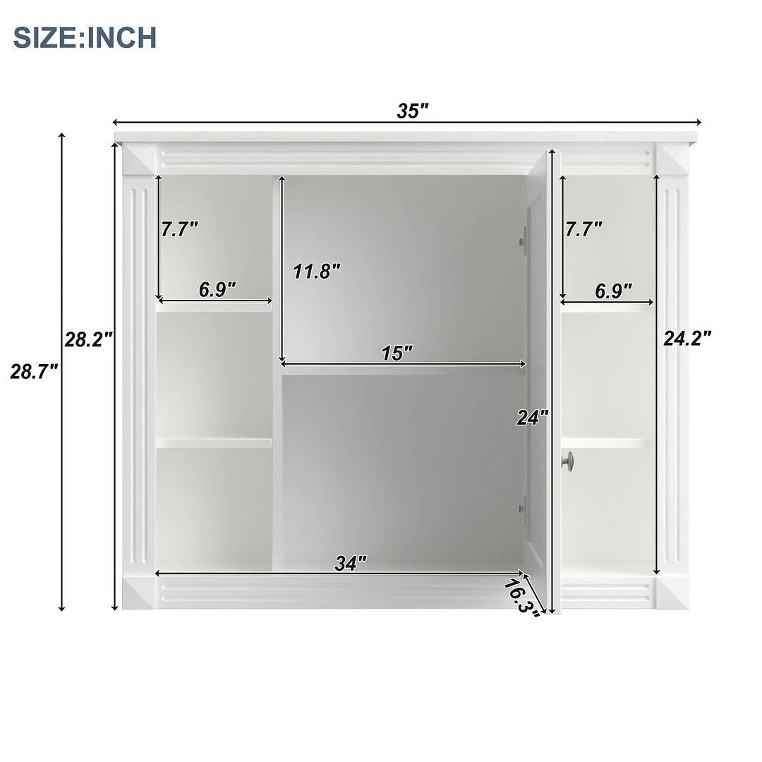 36-Zoll moderner Waschtischunterschrank mit Aufsatzwaschbecken und Spiegelschrank, 2 Türen und 2 Schubladen