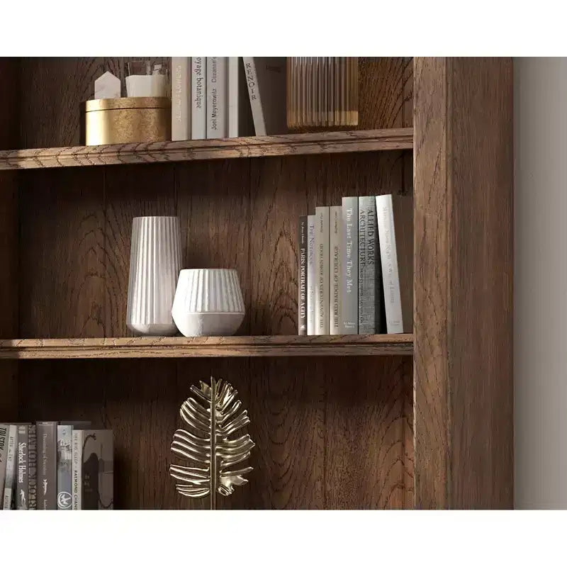 94dílná tradiční vysoká knihovní stěna, kolekce Stratton, hnědá - Martin Furniture