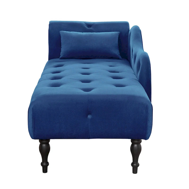 Moderne chaise longue van 60,6 inch met fluwelen bekleding, gecapitonneerde knopen, massief houten poten en sierspijkers