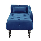 Moderne chaise longue van 60,6 inch met fluwelen bekleding, gecapitonneerde knopen, massief houten poten en sierspijkers