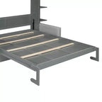 Whisen modernes Murphy-Bett in Queensize mit Holzrahmen, Wandbett mit Sofa und Regalen