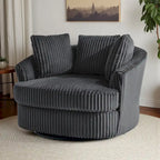 Fauteuil pivotant tonneau surdimensionné de 43 W en velours côtelé moelleux avec accoudoirs encastrés