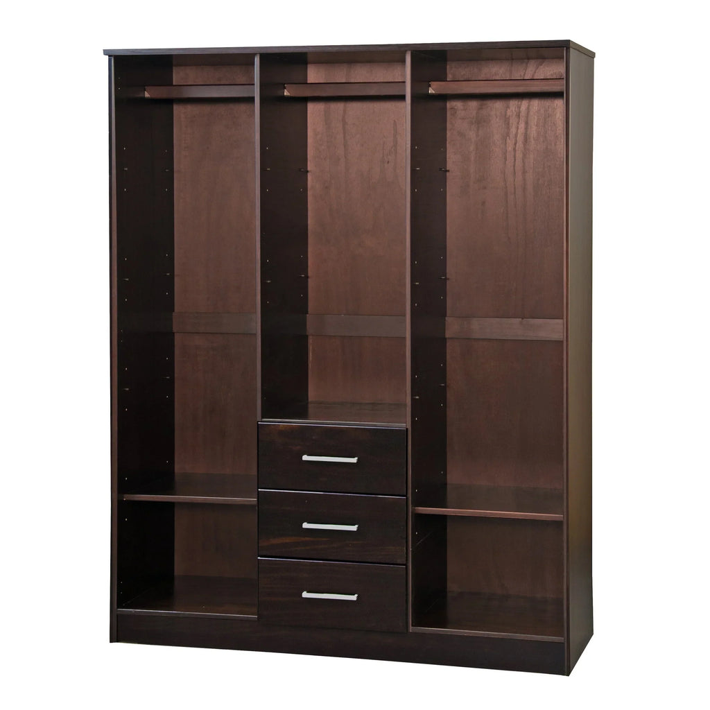 Guarda-roupa Cosmo Palace Imports com 3 portas, 100% madeira maciça, com portas de madeira maciça ou espelhadas