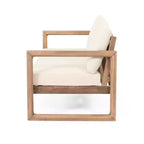 Gartenmöbel-Set aus Akazienholz, Outdoor-Sitzgruppe mit Couchtisch und weichen Polstern für Hinterhof, Veranda und Balkon, Beige – Merax
