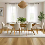 Ensemble de salle à manger de 7 pièces, table à tréteaux extensible de 78 à 96 po avec chaises rembourrées et pieds en bois massif – Panipeachy
